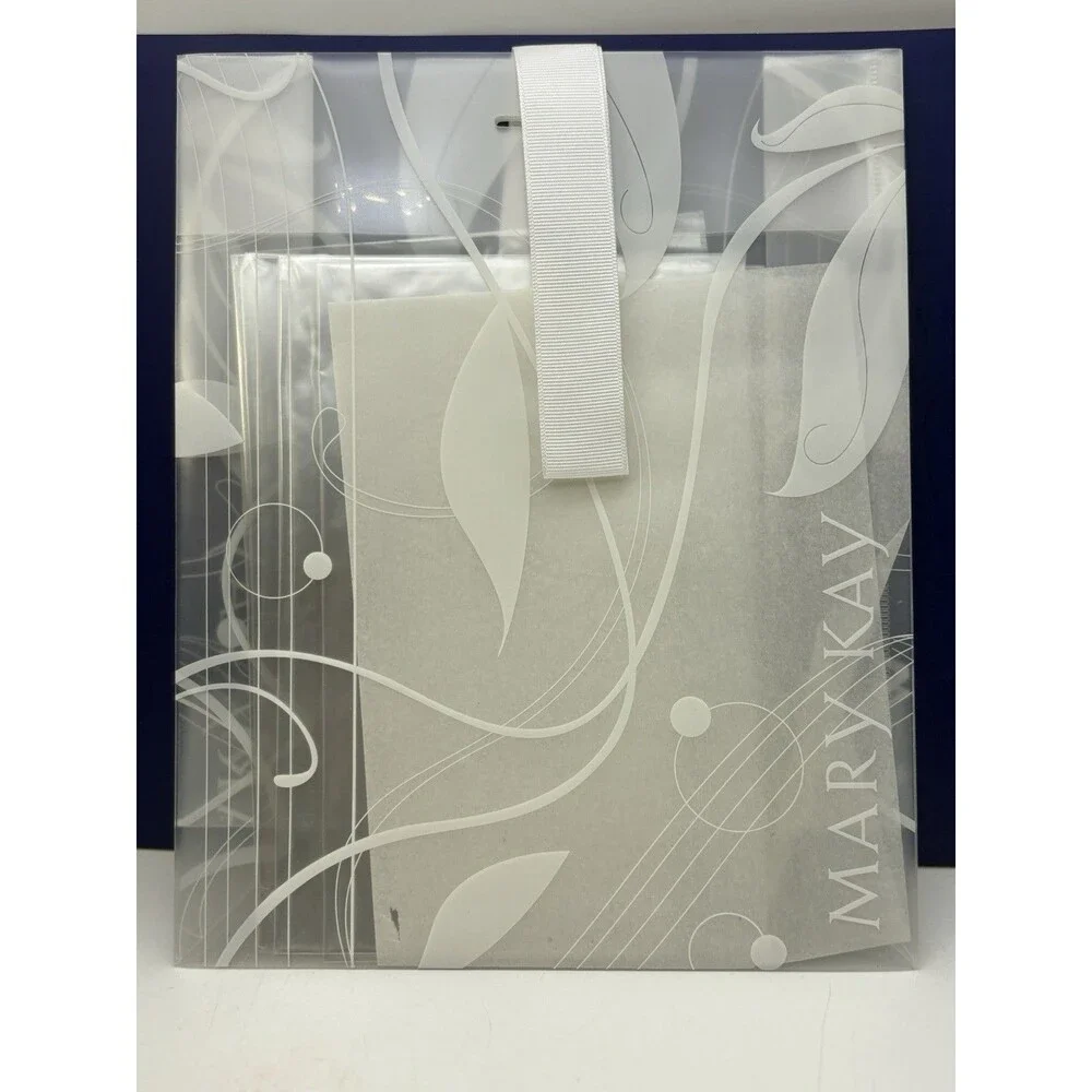 Mary Kay Frosted Plastic Gift Bags with White Ribbon Handles Set of 7 NEW
